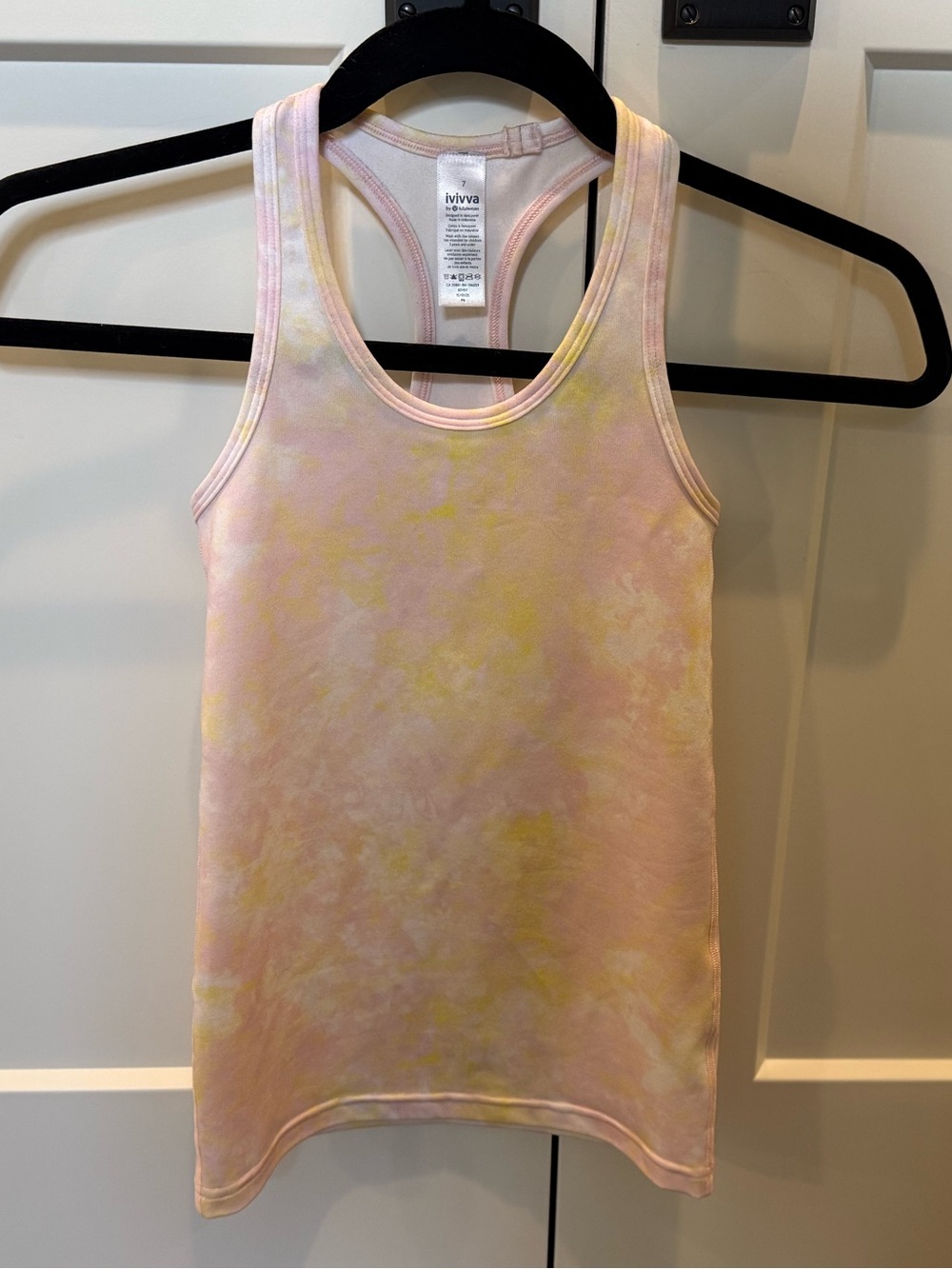 Ivivva Girls' Pink and Yellow Tie-Dye Racerback Tank, Sz 7